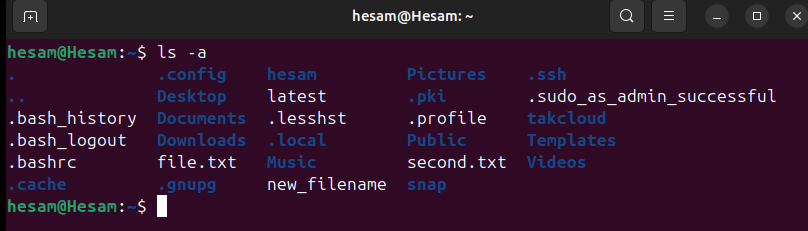 ls -a command